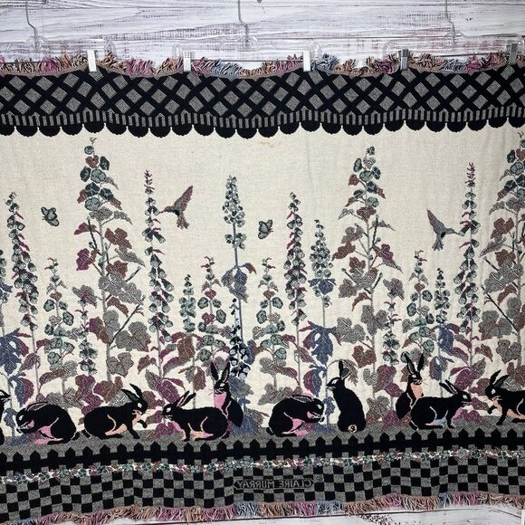 Vtg Claire Murray Goodwin Weavers Tapestry Blanket Throw Garden Cottage Core - Picture 8 of 10